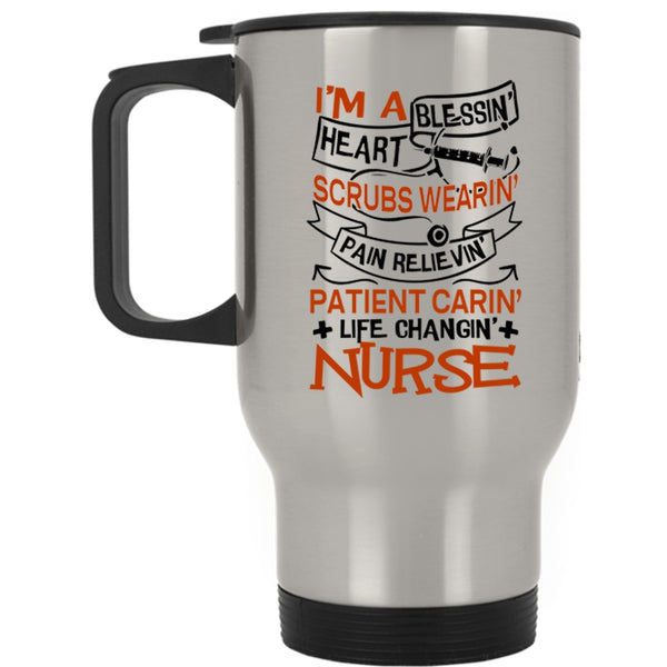 Blessing Heart Scrubs Wearing Travel Mug, I'm A Nurse Mug