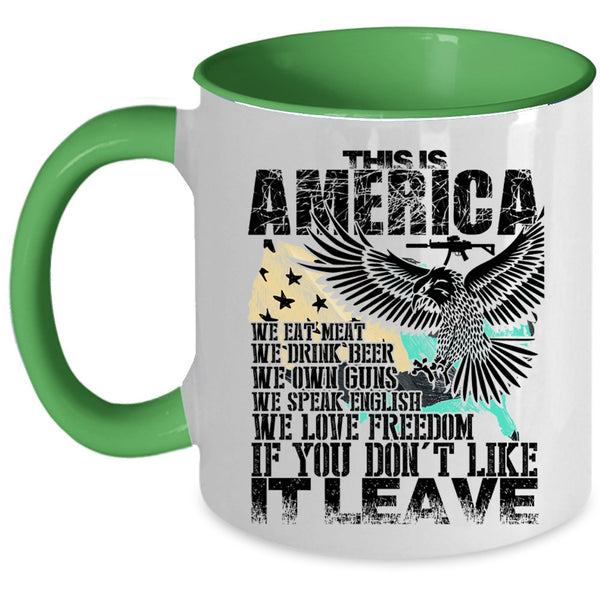 We Eat meat We Love Freedom Coffee Mug, This Is America Accent Mug