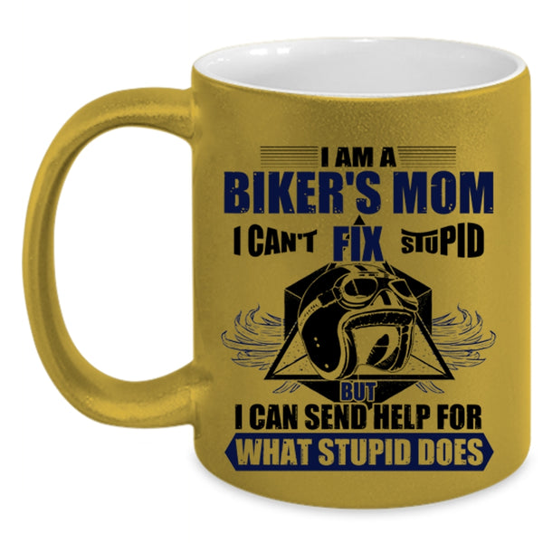 Cool Gift For Biker's Mom Coffee Mug, I Am A Biker's Mom Accent Mug