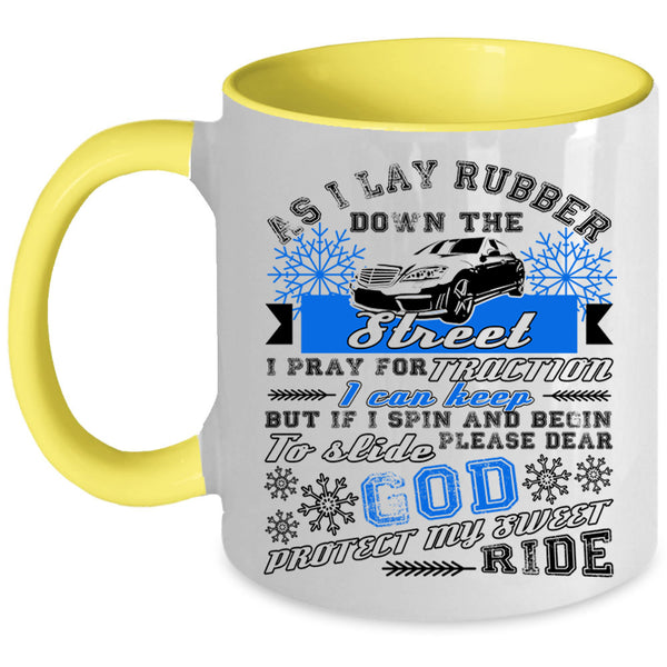 God Protect My Sweet Ride Coffee Mug, I Pray For Traction Accent Mug