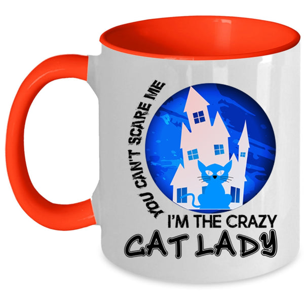 Cool Halloween Coffee Mug, I'm The Crazy Cat Lady Accent Mug