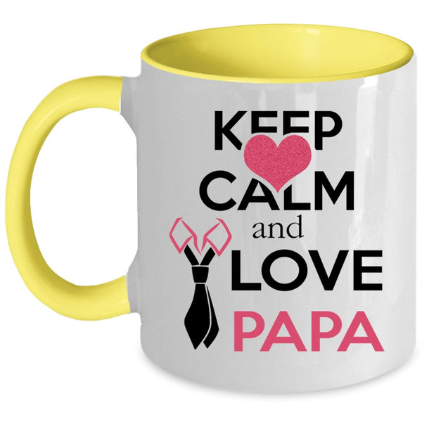 Funny Papa Coffee Mug, Keep Calm And Love Papa Accent Mug