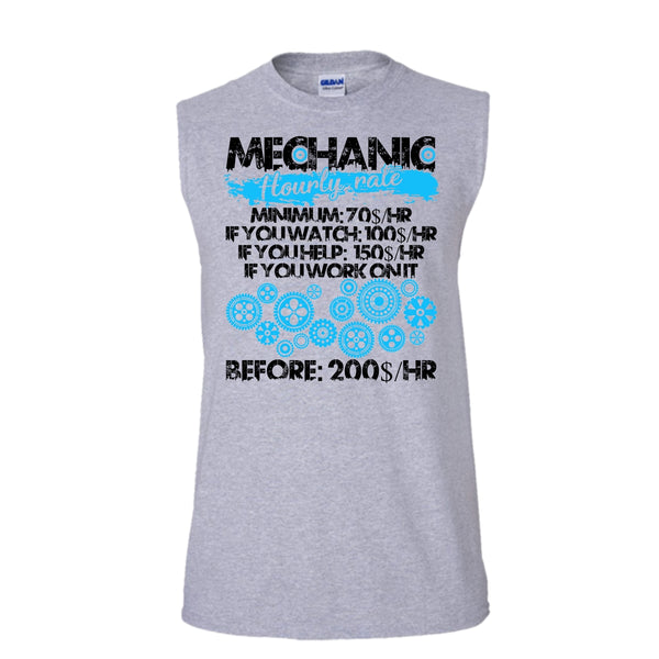 Mechanic Hourly Rate T Shirt, Coolest Mechanic T Shirt, Awesome t-shirts (Men's Cotton Sleeveless)