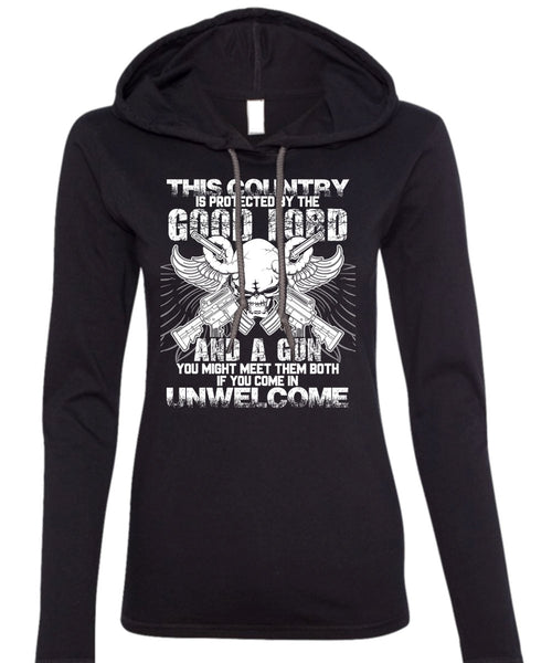 Good Lord And A Gun T Shirt, Being A Gunner T Shirt (Anvil Ladies Ringspun Hooded)
