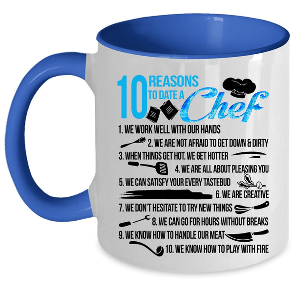 Cool Couple Coffee Mug, 10 Reasons To Date A Chef Accent Mug