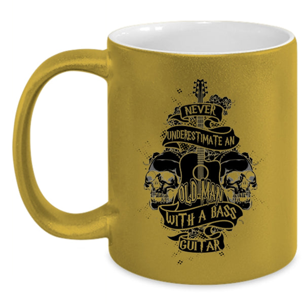 Awesome Grandpa Coffee Mug, An Old Man With A Bass Guitar Accent Mug