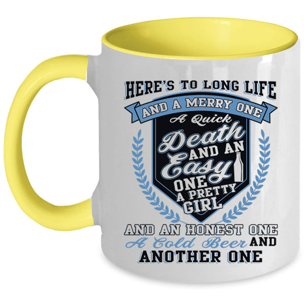 Cold Beer Coffee Mug, Pretty Girl Accent Mug