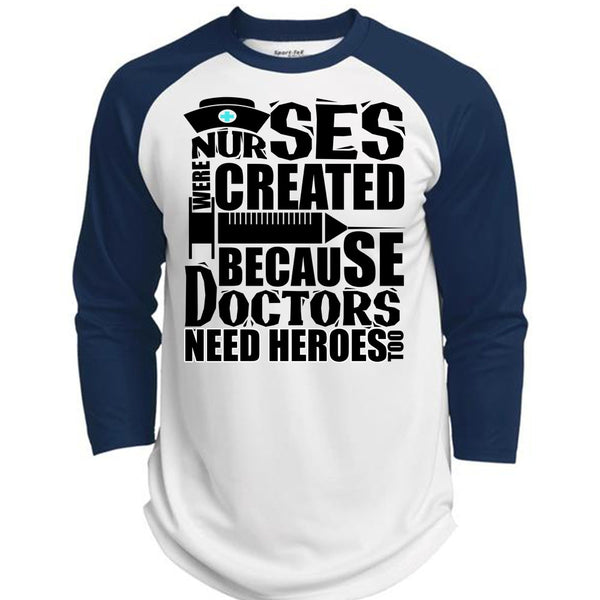 Nurses Were Created T Shirt, I Love Nursing T Shirt, Awesome T-Shirts  (Polyester Game Baseball Jersey)