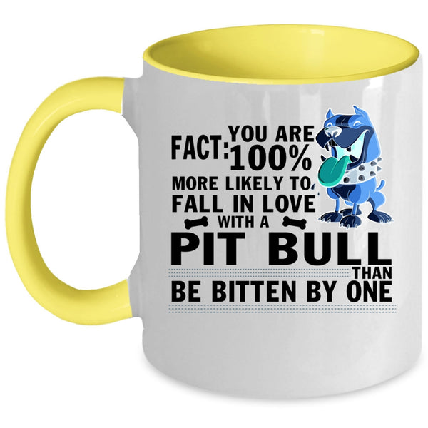 Cute Pitbull Lover Coffee Mug, Fall In Love With A Pit Bull Accent Mug