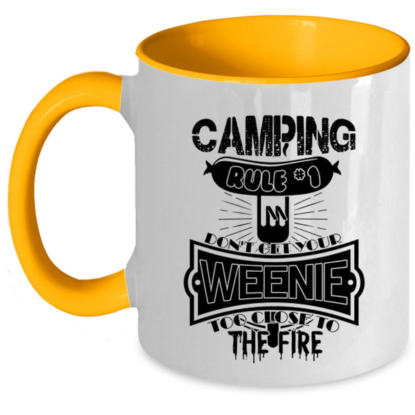 Funny Gift For Camper Coffee Mug, Camping Rule Accent Mug