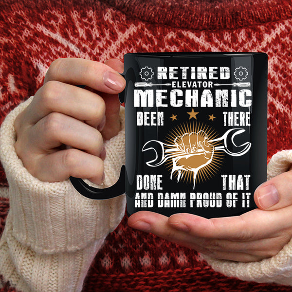 Retired Elevator Mechanic Coffee Mug, Cool Retirement Coffee Cup