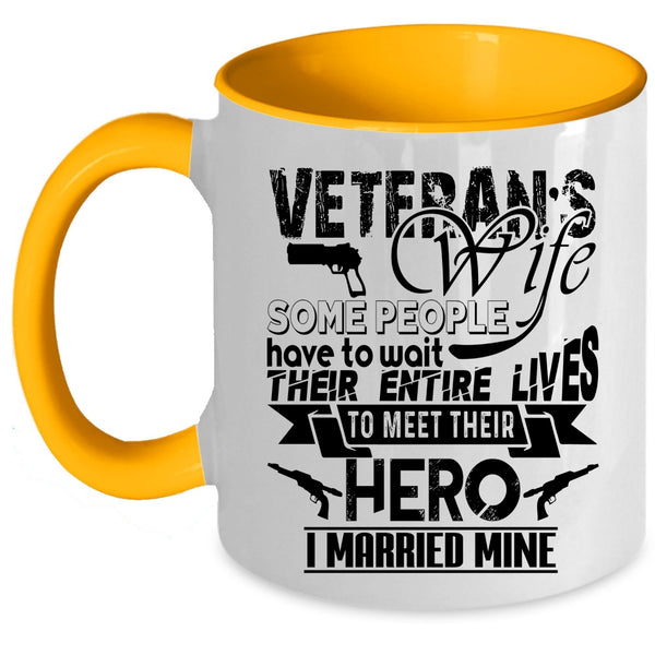 Cool Just Married Coffee Mug, Veteran's Wife Accent Mug