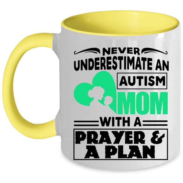 Cute Mom Coffee Mug, An Autism Mom With A Prayer And A Plan Accent Mug