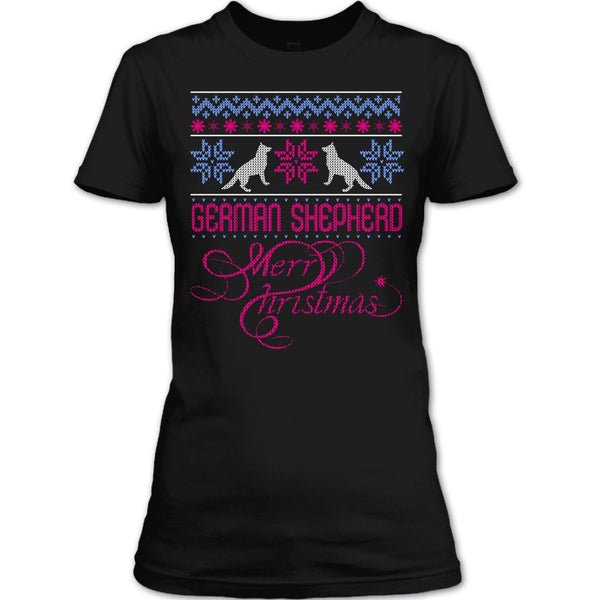 German Shepherd T Shirt, Merry Christmas T Shirt