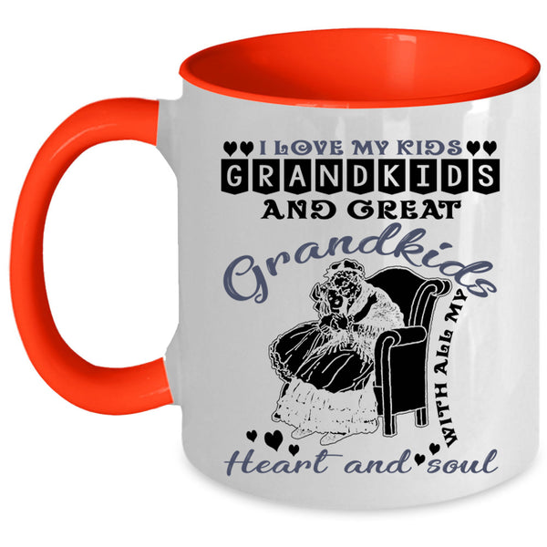 Grandkids And Great Grandkids Coffee Mug, I Love My Kids Accent Mug