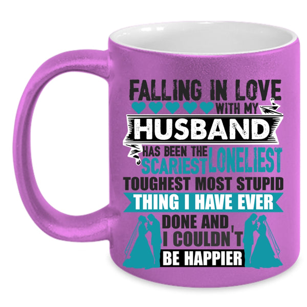 Cute Love Coffee Mug, Falling In Love With My Husband Accent Mug