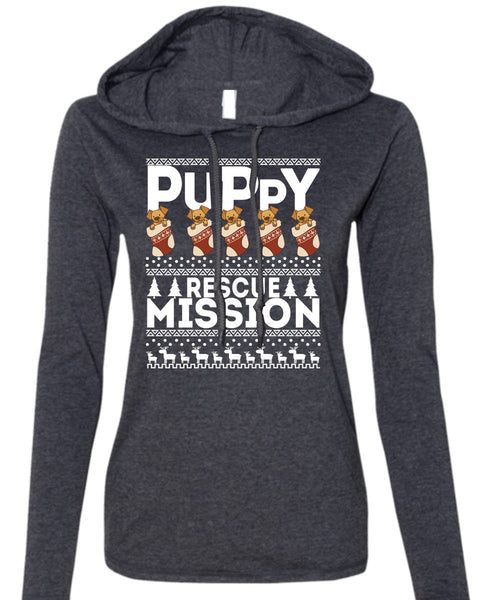 Puppy Rescue Mission T Shirt, This Girl Loves Christmas T Shirt (Anvil Ladies Ringspun Hooded)