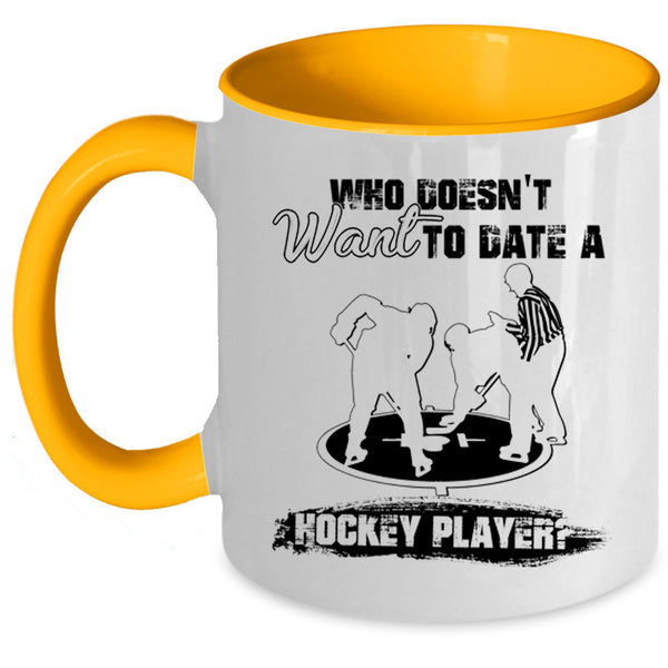 Cool Couple Coffee Mug, Date A Hockey Player Accent Mug