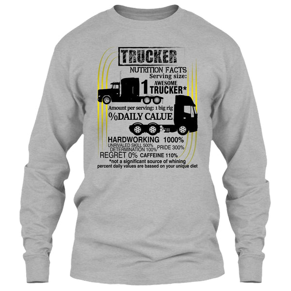 Trucker Nutrition Facts T Shirt, Coolest Trucker T Shirt