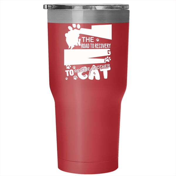 I'm A Cataholic Tumbler 30 oz Stainless Steel, I'm On The Road To Rescue Cat Travel Mug