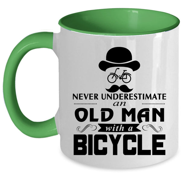 Cool Gift For Grandpas Coffee Mug, An Old Man With A Bicycle Accent Mug