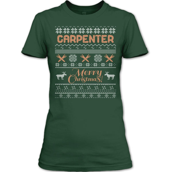 Carpenter Merry Christmas T Shirt, Coolest Carpenter T Shirt