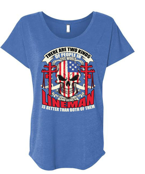 Being A Lineman T Shirt, I Love Lineman T Shirt, Cool Shirt (Ladies' Triblend Dolman Sleeve)