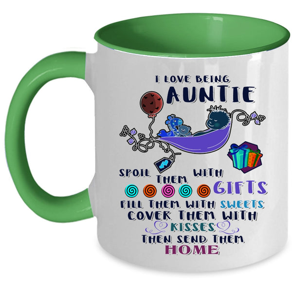 Cute Gift For Auntie Coffee Mug, I Love Being Auntie Accent Mug