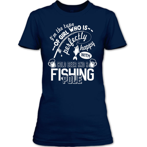 Pretty Happy With Cool Beer T Shirt, A Fishing Pole T Shirt