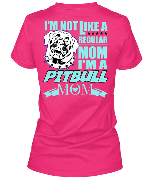 I'm A Pit Bull Mom T Shirt, My Favorite T Shirt, Cool Shirt (Ladies LS Heather V-Neck)