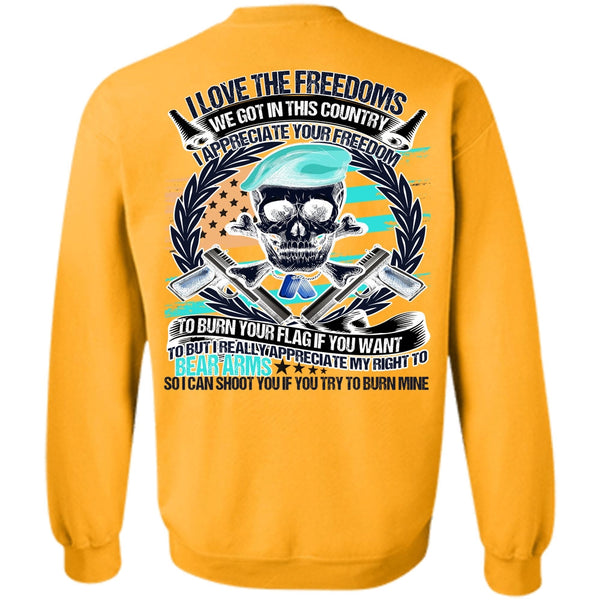 I Love Veteran T Shirt, I Love The Freedoms Sweatshirt