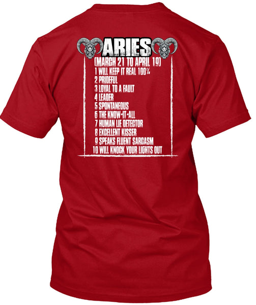 Aries Will Knock Your Lights Out T Shirt, Being An Aries T Shirt