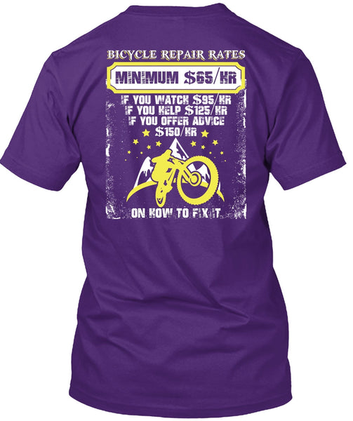 Bicycle Repair Rates T Shirt, Minimum $65/Hr T Shirt