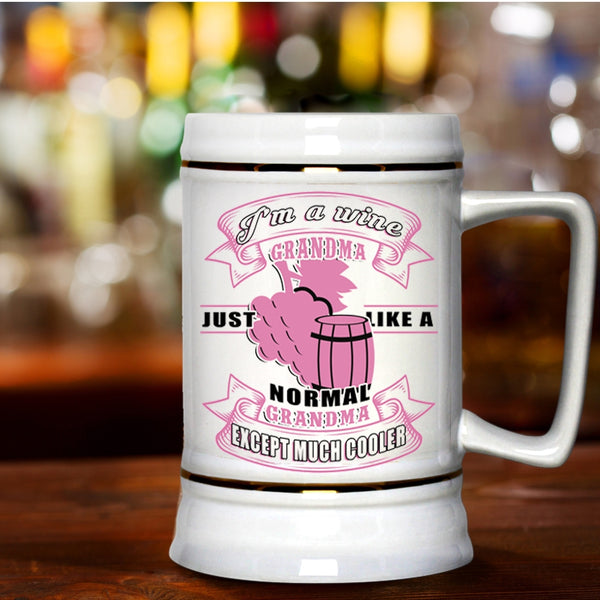Cool Wine Grandma Beer Stein 22oz, I'm A Wine Grandma Beer Mug