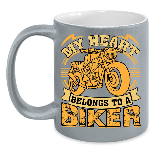 My Heart Belongs To A Biker Coffee Mug, I Love Biker Coffee Cup