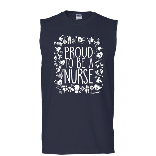 Proud To Be A Nurse T Shirt, Nurse Merry Christmas T Shirt, Cool T Shirt (Men's Cotton Sleeveless)