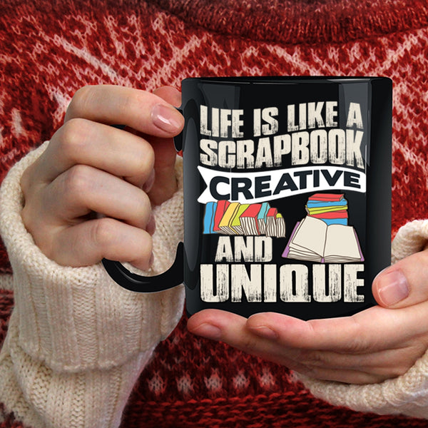 Life Is Like A Scrapbook Creative Coffee Mug, Cool Books Coffee Cup