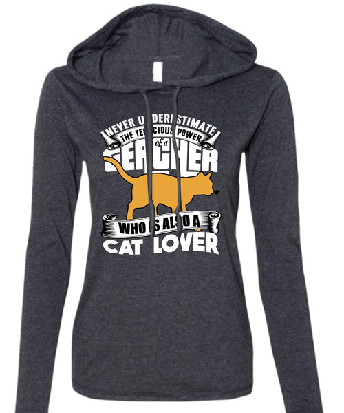 The Tenacious Power Of A Teacher T Shirt, Cat Lover T Shirt (Anvil Ladies Ringspun Hooded)