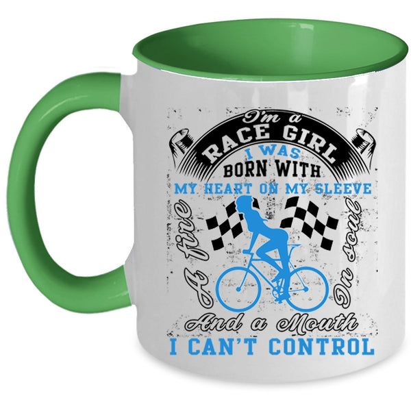 I Was Born With My Heart Coffee Mug, I'm A Race Girl Accent Mug