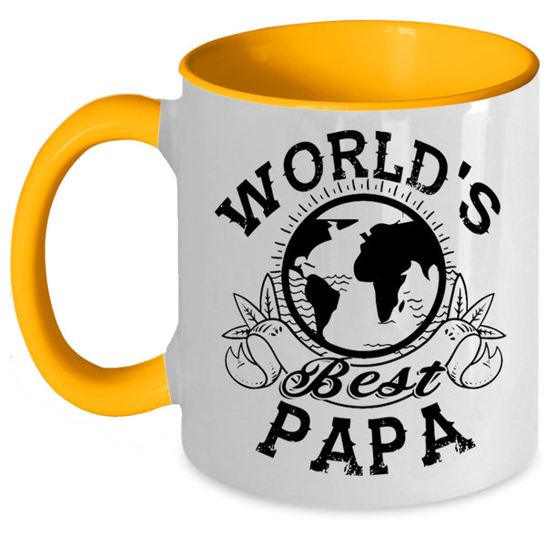 Awesome Gift For Papa Coffee Mug, World's Best Papa Accent Mug
