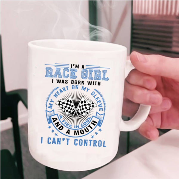 I Was Born With My Heart Coffee Mug, I'm Race Girl Cup