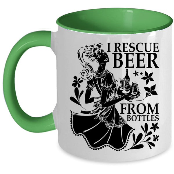 Cute Beer Drinker Coffee Mug, I Rescue Beer From Bottles Accent Mug
