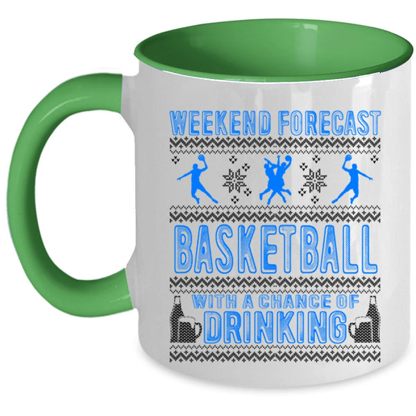 Funny Basketball Player Coffee Mug, Weekend Forecast Basketball Accent Mug