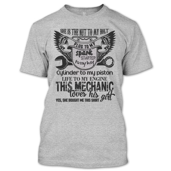 She Is The Nut To My Bolt T Shirt, Coolest Mechanic Husband T Shirt