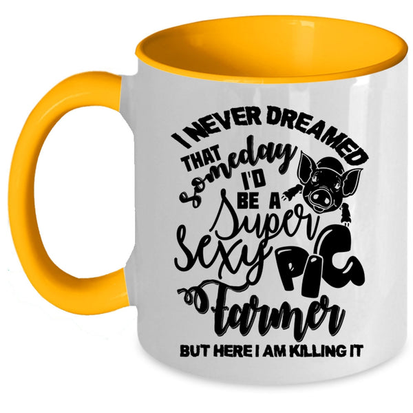 I Love Pigs Coffee Mug, I'd Be A Pig Farmer Accent Mug