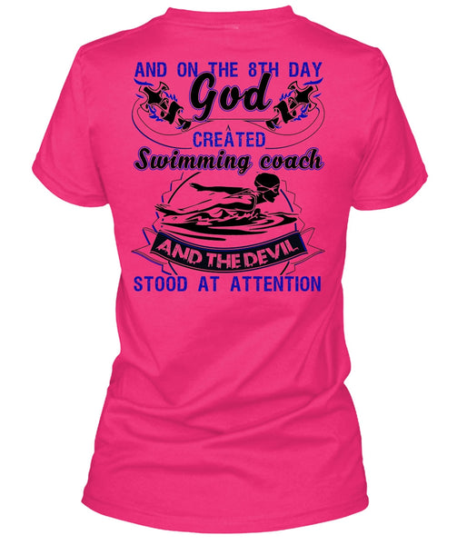 God Created Swimming Coach T Shirt, I Love Swimming T Shirt