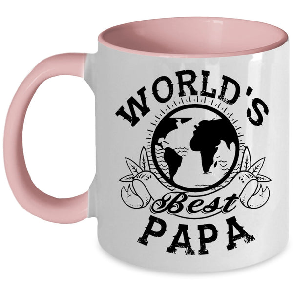 Awesome Gift For Papa Coffee Mug, World's Best Papa Accent Mug