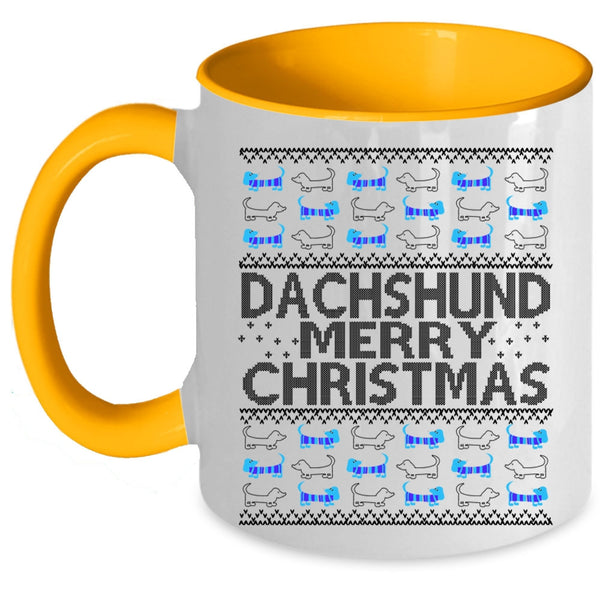Merry Christmas Coffee Mug, Dachshund Accent Mug