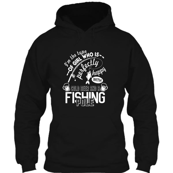 Pretty Happy With Cool Beer T Shirt, A Fishing Pole T Shirt