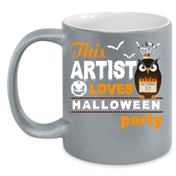 This Artist Loves Halloween Party Coffee Mug, Cool Owl Coffee Cup